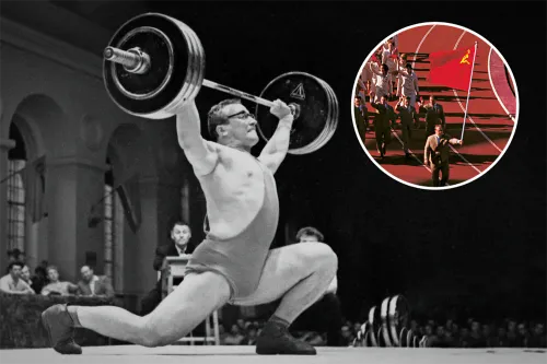Советский силач с флагом покорил весь мир. Такого на Олимпиаде раньше не видели